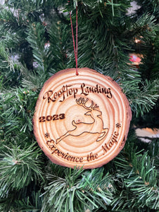 2023 Rooftop Landing Reindeer Farm Solid Ornament